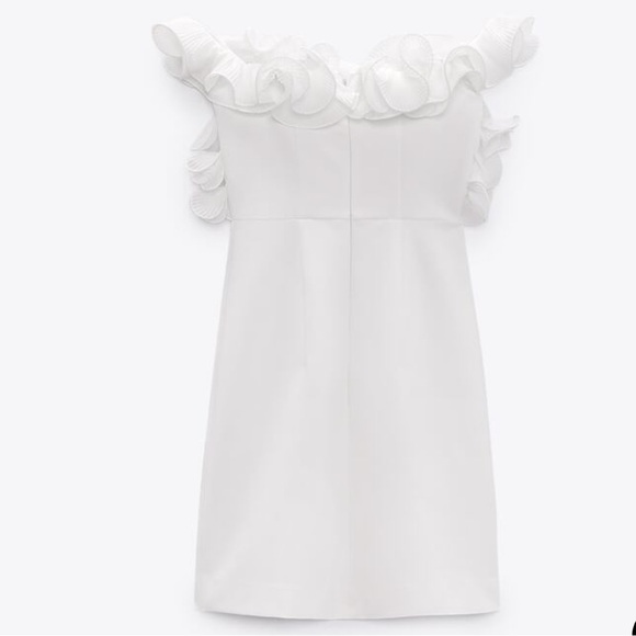 ZARA PLEATED RUFFLES BLOGGER  FAVORITES MINI DRESS SIZE LARGE - Picture 5 of 12